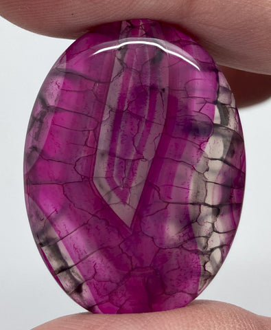 40x30mm Magenta Dragons Vein Dyed flat back oval crackle agate Cabochon S2184L