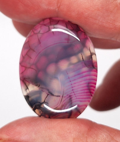 40x30mm Magenta Dragons Vein Dyed flat back oval crackle agate Cabochon S2184S