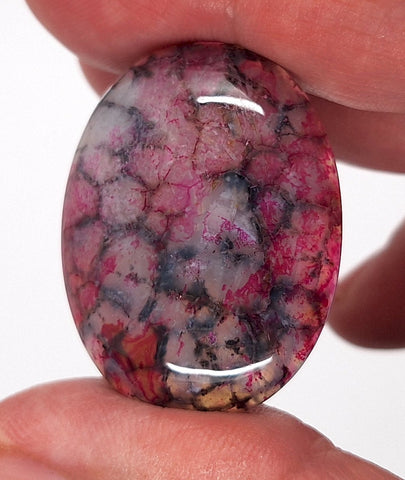 40x30mm Magenta Dragons Vein Dyed flat back oval crackle agate Cabochon S2184T