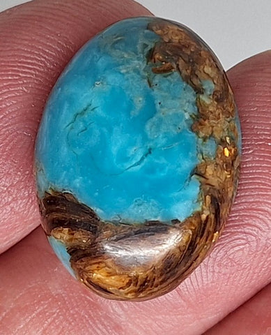 25x18mm Copper Matrix Turquoise Cabochon Oval Flat Backed Stone S2185B