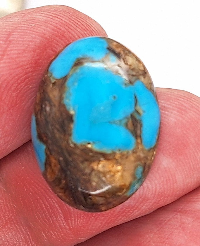 25x18mm Copper Matrix Turquoise Cabochon Oval Flat Backed Stone S2185C