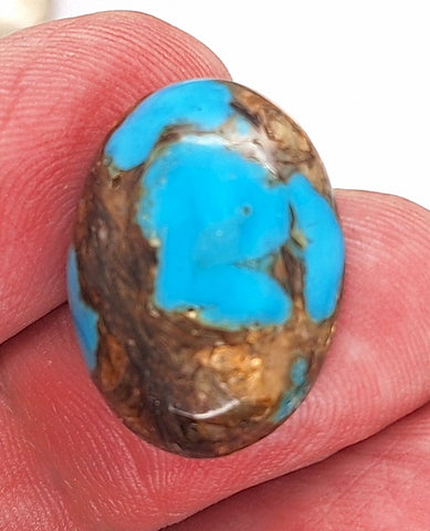 25x18mm Copper Matrix Turquoise Cabochon Oval Flat Backed Stone S2185C