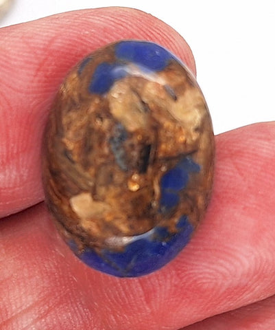 25x18mm Blue Matrix Turquoise Cabochon Oval Flat Backed Stone S2185E