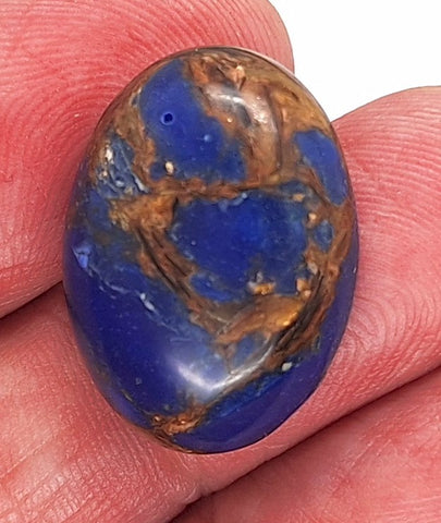 25x18mm Copper Matrix Blue Cabochon Oval Flat Backed Stone S2185F