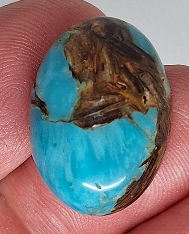 25x18mm Copper Matrix Turquoise Cabochon Oval Flat Backed Stone S2185H