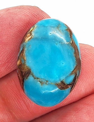 25x18mm Copper Matrix Turquoise Cabochon Oval Flat Backed Stone S2185J