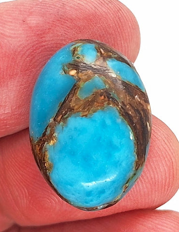 25x18mm Copper Matrix Turquoise Cabochon Oval Flat Backed Stone S2185L