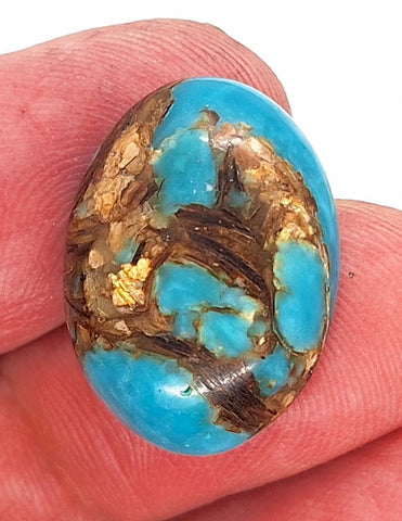 25x18mm Copper Matrix Turquoise Cabochon Oval Flat Backed Stone S2185i