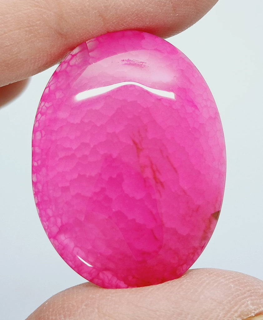 40x30mm Fuchsia Hot Pink Dyed Crackle Agate Oval Flat back Cabachon S2194A