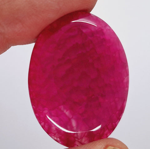 40x30mm Fuchsia Hot Pink Dyed Crackle Agate Oval Flat back Cabachon S2194A