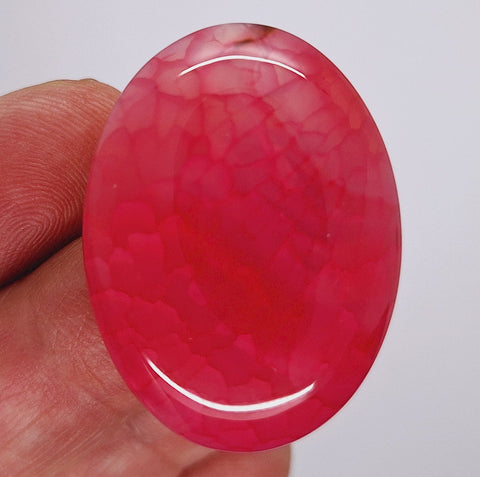 40x30mm Fuchsia Hot Pink Dyed Crackle Agate Oval Flat back Cabachon S2194B