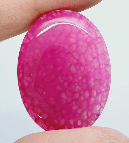40x30mm Fuchsia Hot Pink Dyed Crackle Agate Oval Flat back Cabachon S2194B