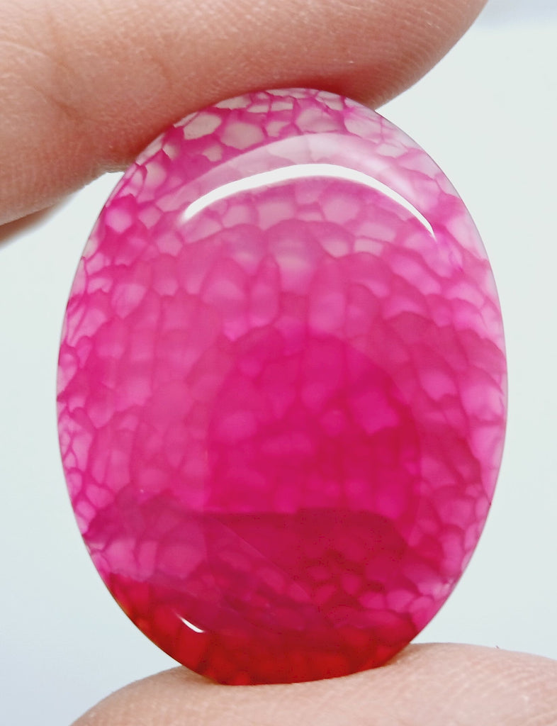 40x30mm Fuchsia Hot Pink Dyed Crackle Agate Oval Flat back Cabachon S2194C