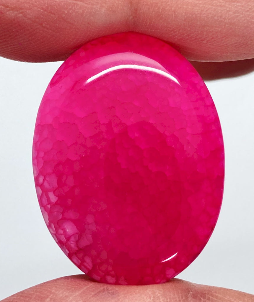 40x30mm Fuchsia Hot Pink Dyed Crackle Agate Oval Flat back Cabachon S2194F
