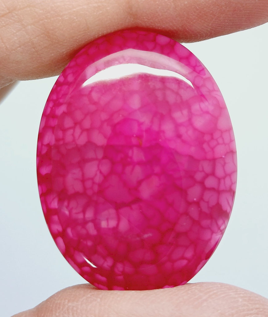 40x30mm Fuchsia Hot Pink Dyed Crackle Agate Oval Flat back Cabachon S2194H
