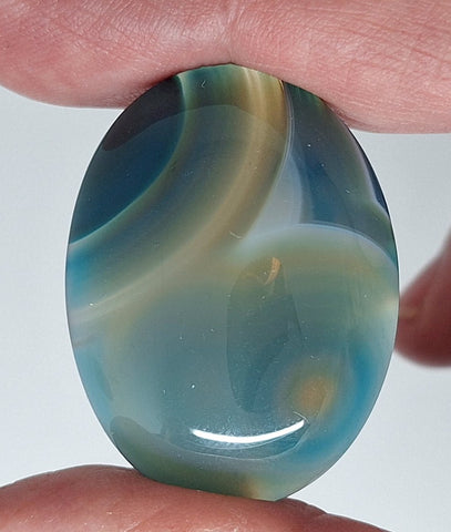 40x30mm Deep Blue Dyed Banded Agate Oval Flat Back Cabochon S2196A