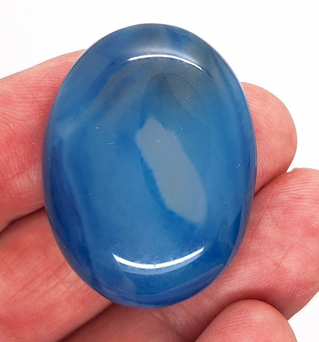 40x30mm Deep Blue Dyed Banded Agate Oval Flat Back Cabochon S2196A