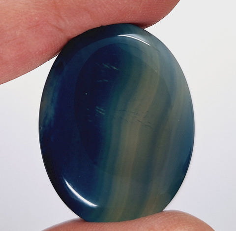 40x30mm Deep Blue Dyed Banded Agate Oval Flat Back Cabochon S2196B