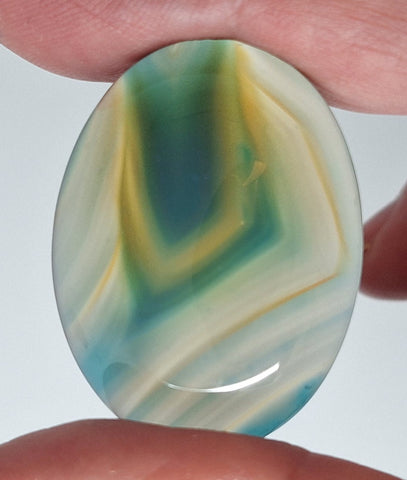 40x30mm Deep Blue Dyed Banded Agate Oval Flat Back Cabochon S2196B