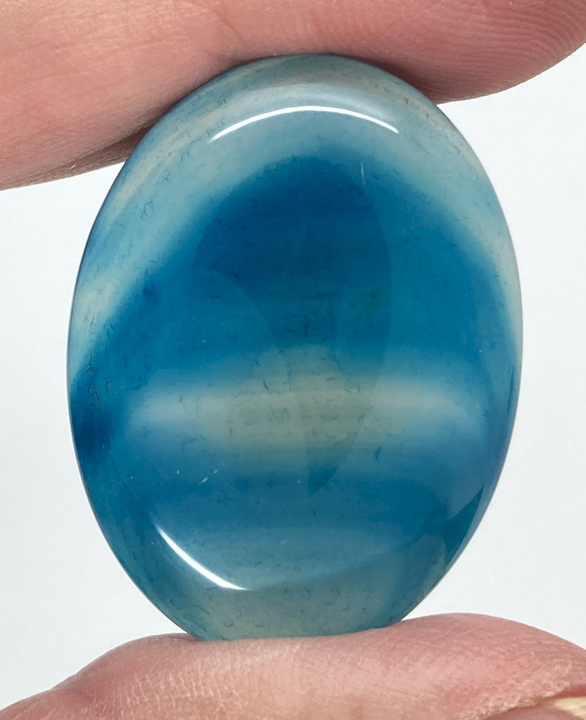 40x30mm Deep Blue Dyed Banded Agate Oval Flat Back Cabochon S2196C
