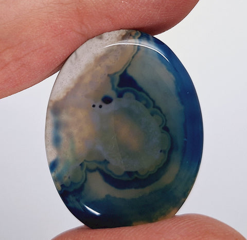 40x30mm Deep Blue Dyed Banded Agate Oval Flat Back Cabochon S2196C