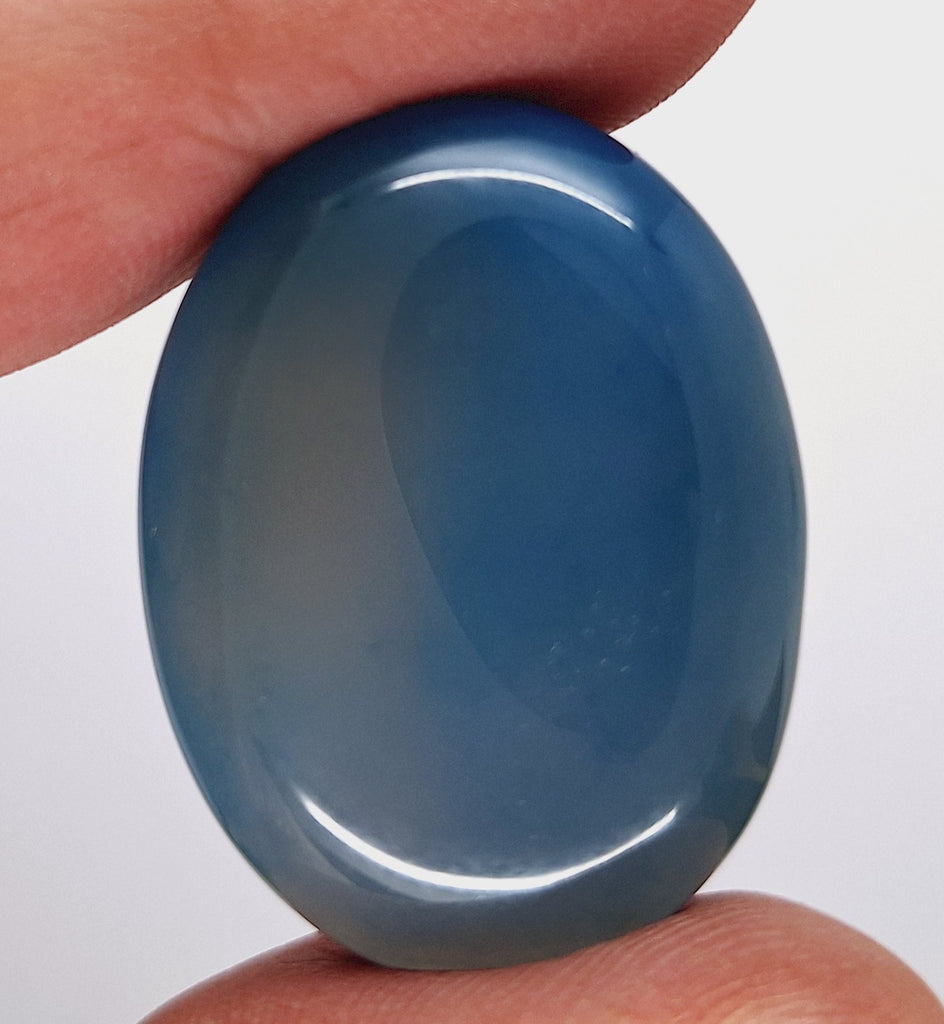 40x30mm Deep Blue Dyed Banded Agate Oval Flat Back Cabochon S2196D