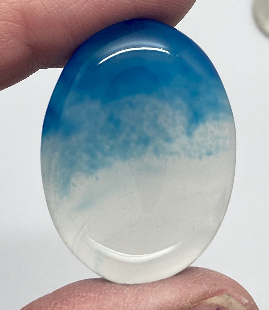 40x30mm Deep Blue Dyed Banded Agate Oval Flat Back Cabochon S2196E