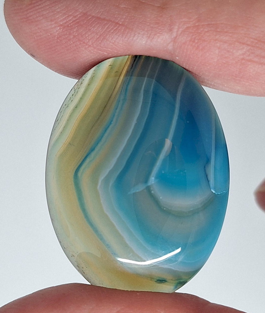40x30mm Deep Blue Dyed Banded Agate Oval Flat Back Cabochon S2196F