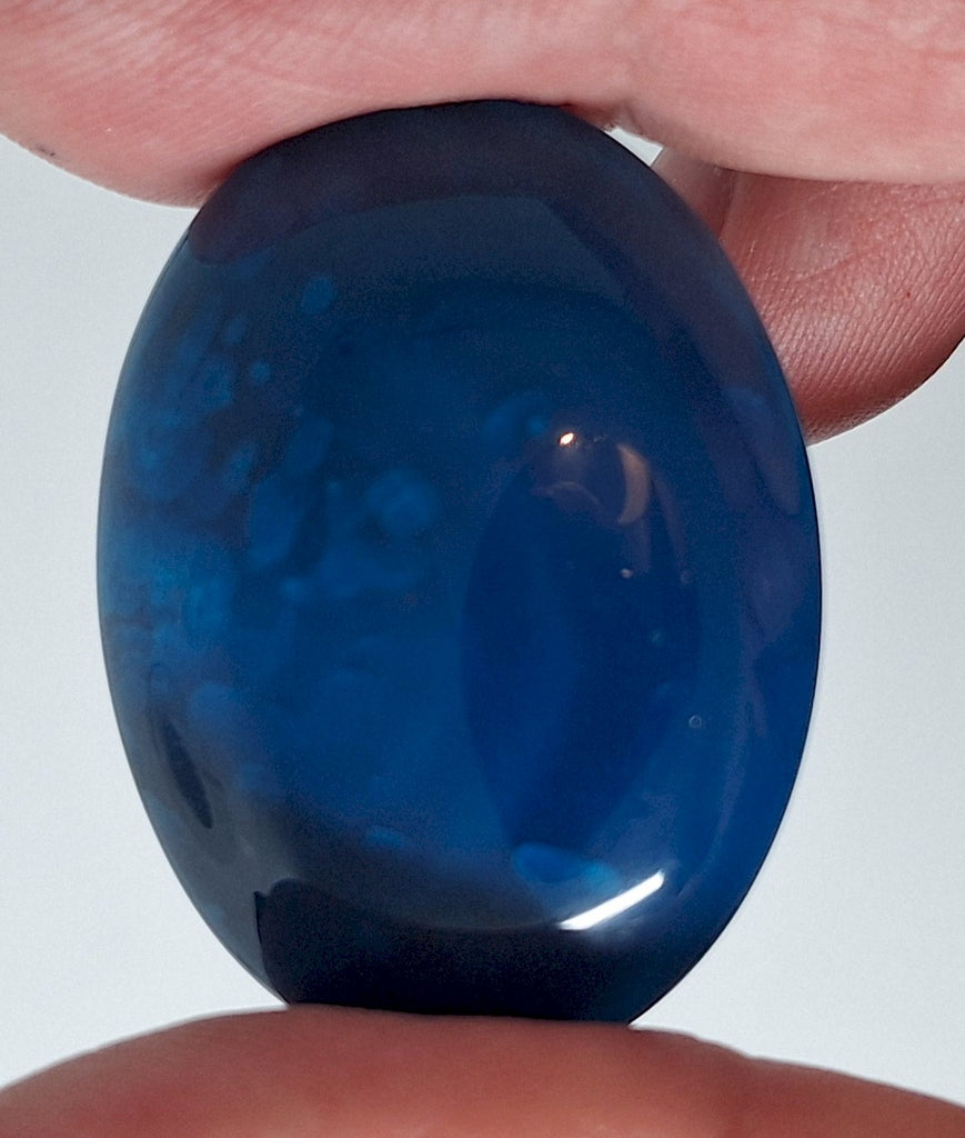 40x30mm Deep Blue Dyed Banded Agate Oval Flat Back Cabochon S2196J