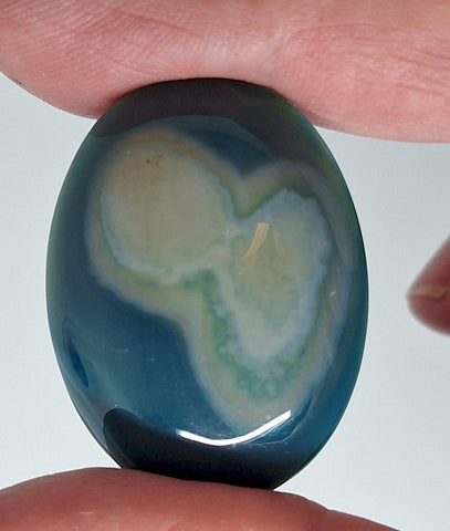 40x30mm Deep Blue Dyed Banded Agate Oval Flat Back Cabochon S2196L