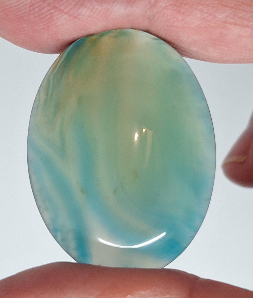 40x30mm Deep Blue Dyed Banded Agate Oval Flat Back Cabochon S2196M