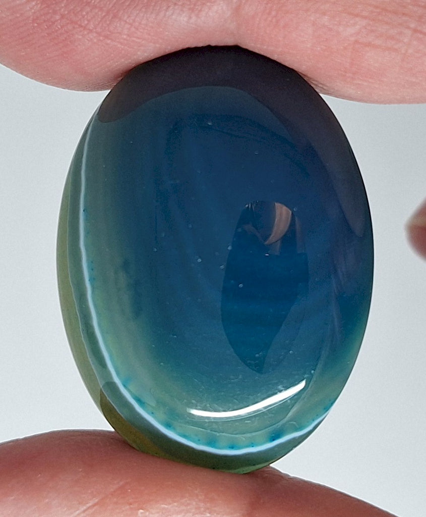 40x30mm Deep Blue Dyed Banded Agate Oval Flat Back Cabochon S2196N