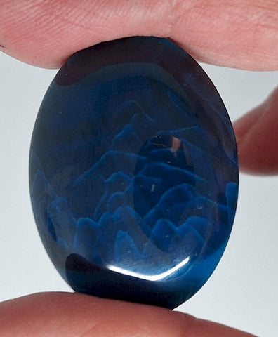 40x30mm Deep Blue Dyed Banded Agate Oval Flat Back Cabochon S2196o