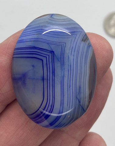 40x30mm Cobalt Blue Dyed Banded Agate Oval Flat Back Cabochon S2197C