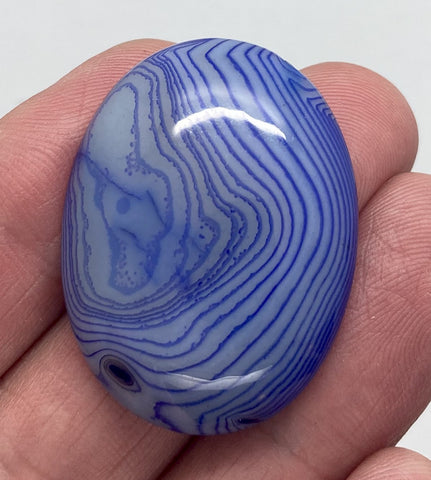 40x30mm Cobalt Blue Dyed Banded Agate Oval Flat Back Cabochon S2197D