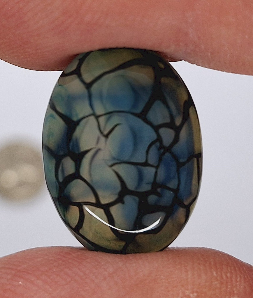 25x18mm Dyed Blue Dragons Vein flat back oval crackle agate Cabochon S2199A