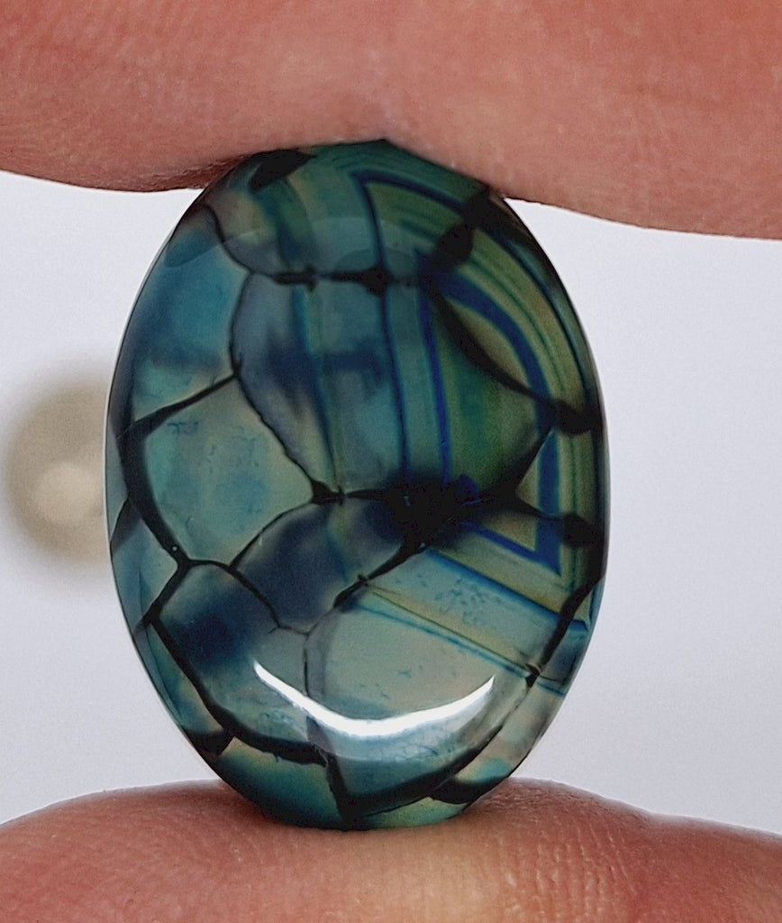 25x18mm Dyed Blue Dragons Vein flat back oval crackle agate Cabochon S2199C