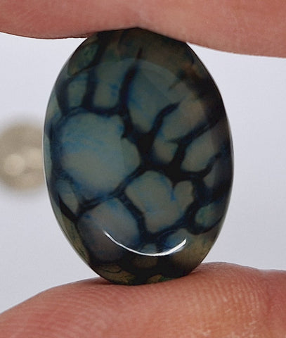 25x18mm Dyed Blue Dragons Vein flat back oval crackle agate Cabochon S2199D