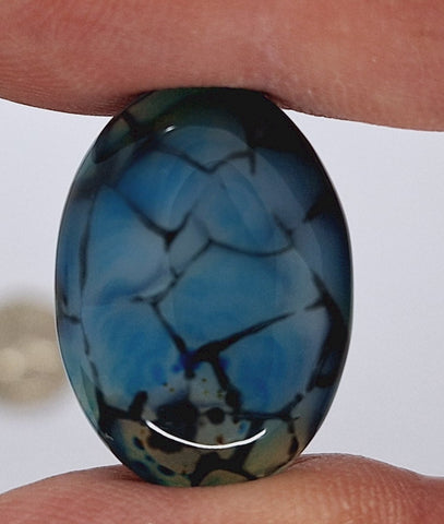 25x18mm Dyed Blue Dragons Vein flat back oval crackle agate Cabochon S2199E