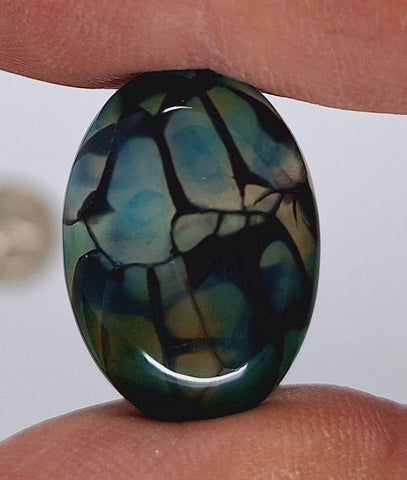 25x18mm Dyed Blue Dragons Vein flat back oval crackle agate Cabochon S2199H