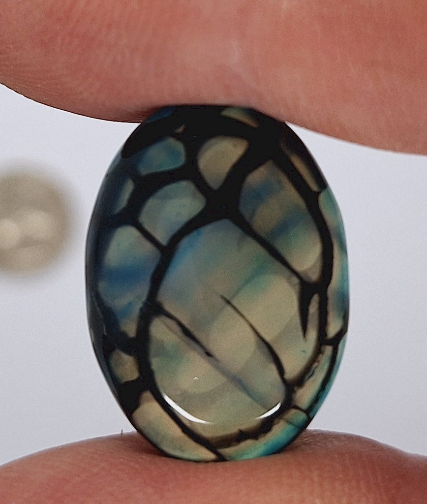 25x18mm Dyed Blue Dragons Vein flat back oval crackle agate Cabochon S2199M