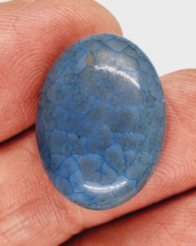 25x18mm Dyed Blue Crackle Agate  Cabochon Stone S2200A