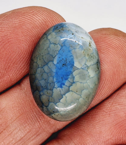 25x18mm Dyed Blue Crackle Agate  Cabochon Stone S2200D