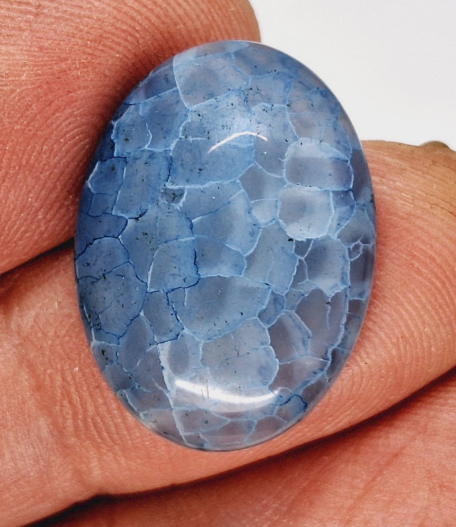 25x18mm Dyed Blue Crackle Agate  Cabochon Stone S2200E