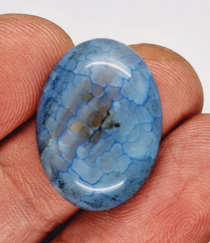 25x18mm Dyed Blue Crackle Agate  Cabochon Stone S2200G