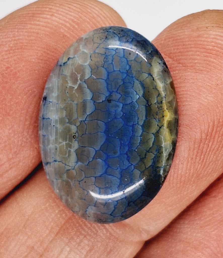 25x18mm Dyed Blue Crackle Agate  Cabochon Stone S2200H