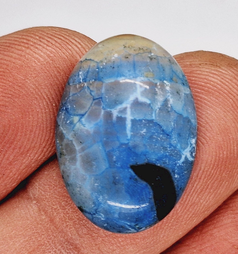 25x18mm Dyed Blue Crackle Agate  Cabochon Stone S2200J