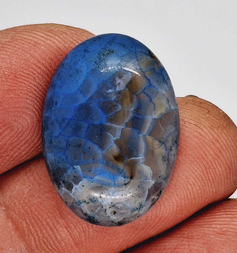 25x18mm Dyed Blue Crackle Agate  Cabochon Stone S2200K