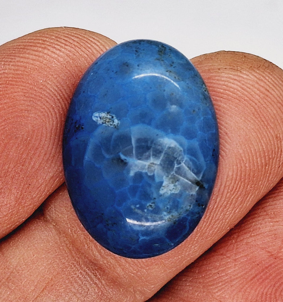 25x18mm Dyed Blue Crackle Agate  Cabochon Stone S2200i