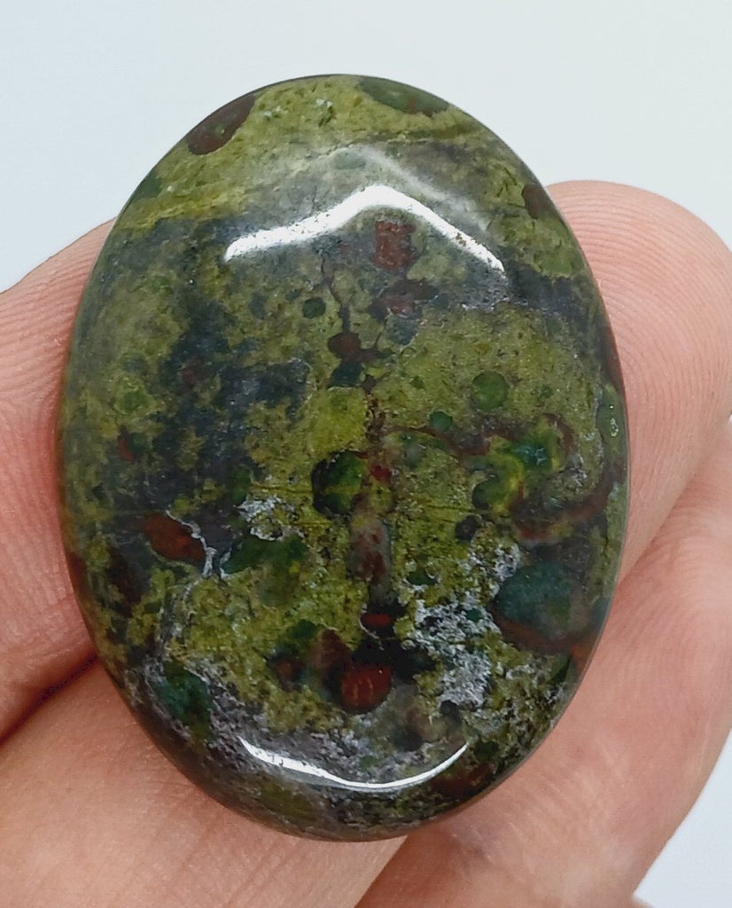 40x30mm Dragon Blood Jasper Flat Back Oval Gemstone Cabochon S2204C